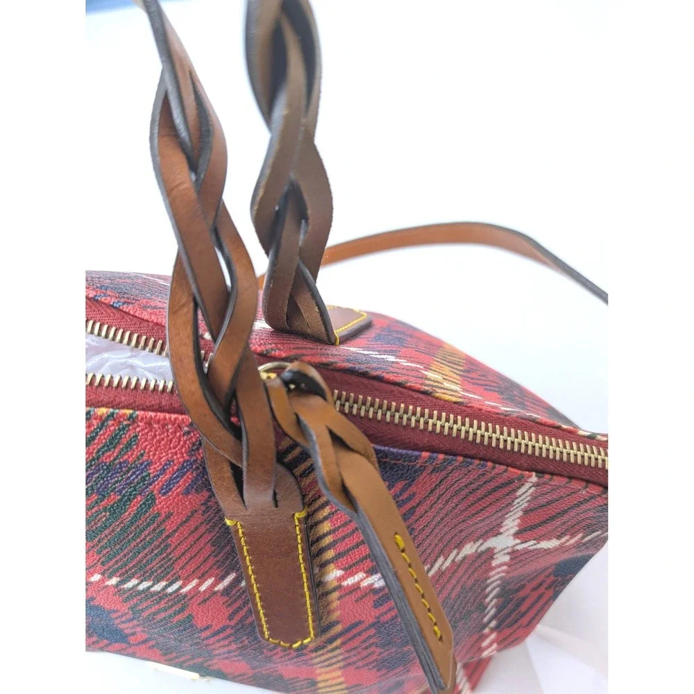 Dooney & Bourke Tartan Plaid Satchel Red Green Crossbody Bag M0028633